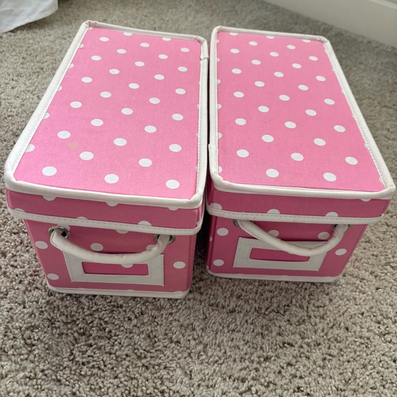 Pottery Barn Teen Dottie Canvas Pink Polka Dot Storage Bins - Picture 2 of 10